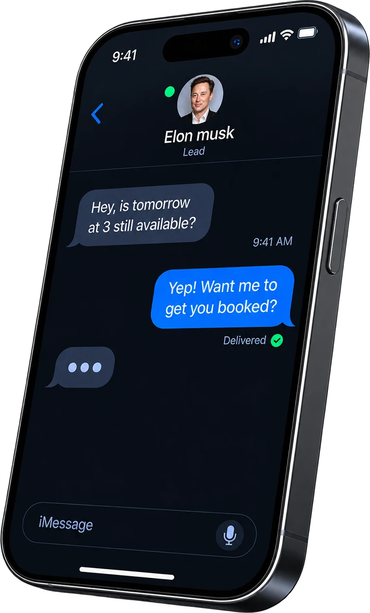 iMessage conversation with a lead on an iPhone